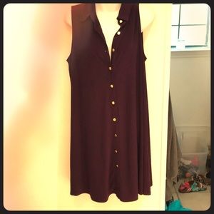 🏐NWOT Long Purple w/ Gold Buttons Tunic SzL🏐